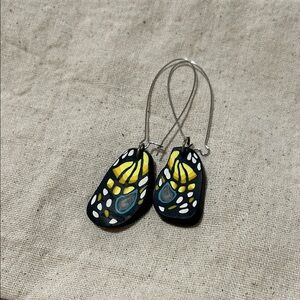 Artistic Yellow and Black Earrings